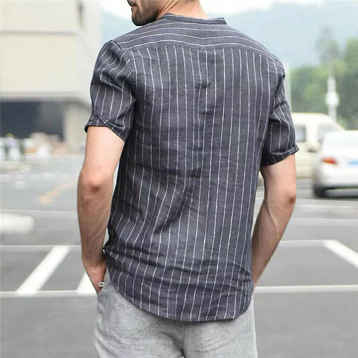 Nestor Short sleeve slim striped small collar shirt