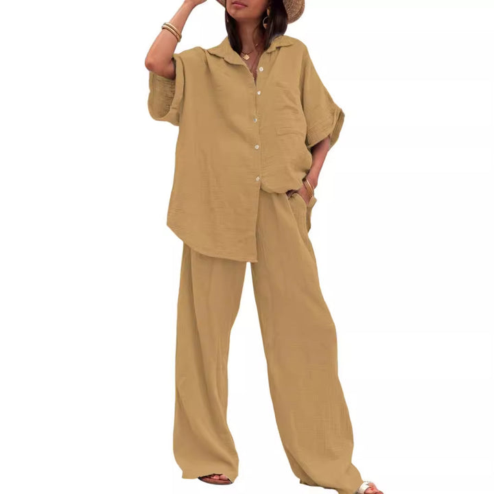 Liza Cotton And Linen Chiffon Suit Short Sleeve Women's Clothing