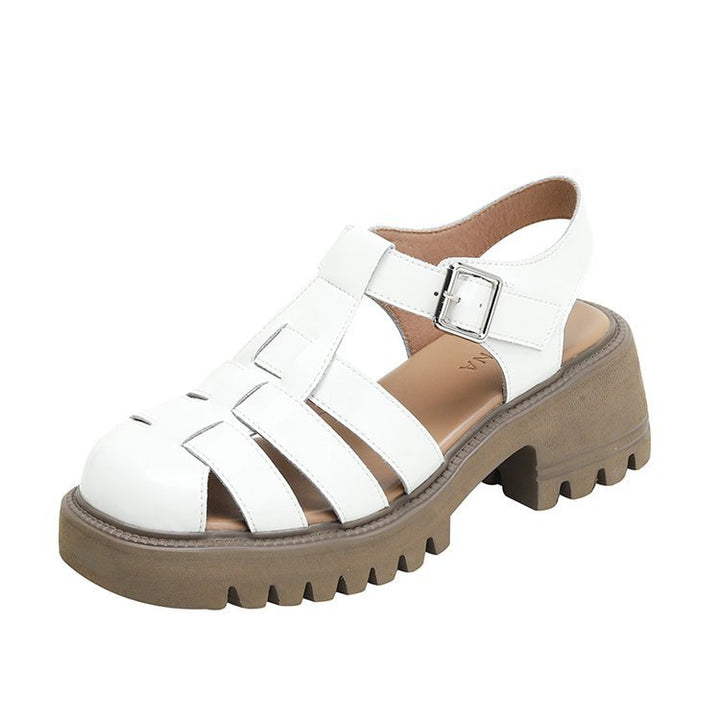 Retro Closed Toe Platform Hollow Sandals Women's Hole Shoes Women