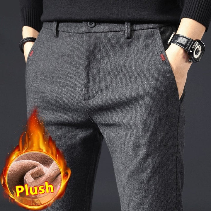 Style Autumn Brushed Casual Straight Business Middle-aged Father Men's All-matching Slim-fitting Long Pants
