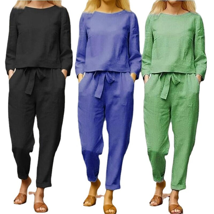 Marie Women's Clothing Cotton And Linen Suit Casual Two-piece Suit