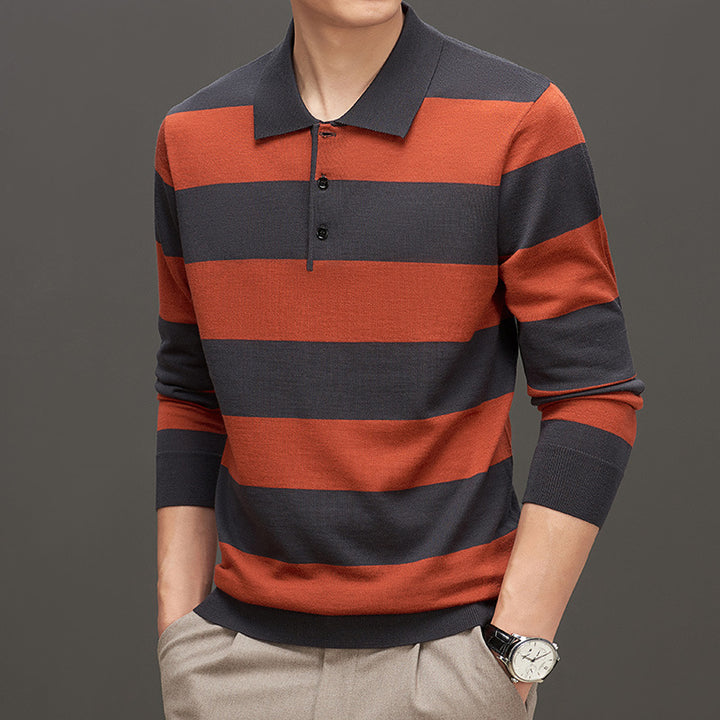 Men's Fashion Casual Long Sleeve Jacquard Close-fitting Sweater