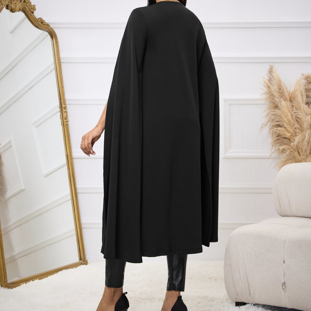 Women's Solid Color Long Cape Sleeve Open Collar Suit Jacket
