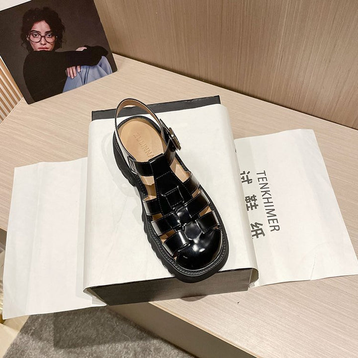 Retro Closed Toe Platform Hollow Sandals Women's Hole Shoes Women