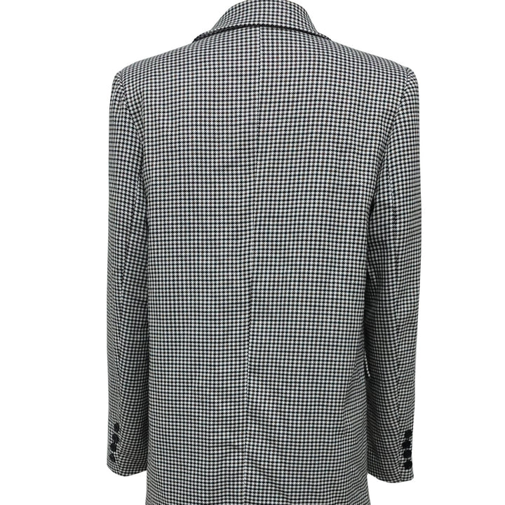 Ladies' Lapel Double Breasted Checkered Suit Jacket