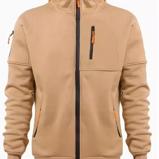 Men's Sweater Hoodie Zipper Multi-pocket Embroidery Badge