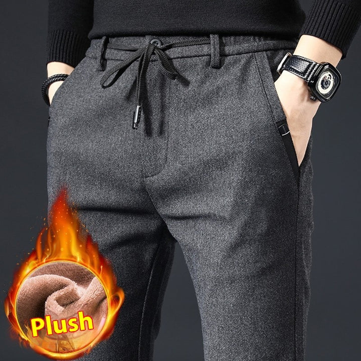 Style Autumn Brushed Casual Straight Business Middle-aged Father Men's All-matching Slim-fitting Long Pants