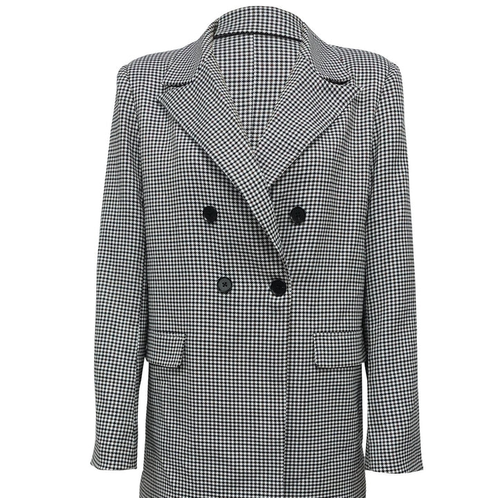 Ladies' Lapel Double Breasted Checkered Suit Jacket