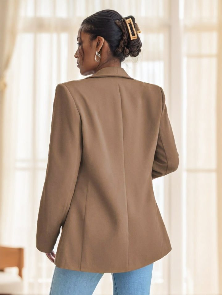 Women Simple Commuter Shawl Collar Solid Color Blazer Jacket