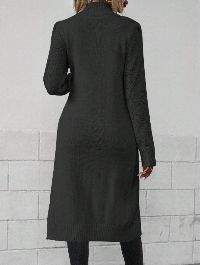 Nesia Women Crew Neck Long Sleeve Split Hem Minimalist Sweater