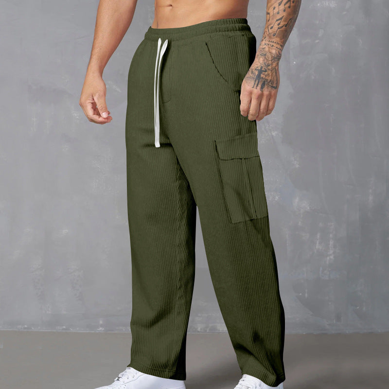 Autumn Retro Leisure Cargo Men's Versatile Loose-fitting Wide-leg Trousers