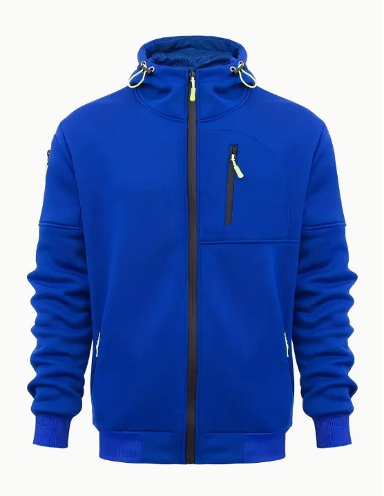 Men's Sweater Hoodie Zipper Multi-pocket Embroidery Badge