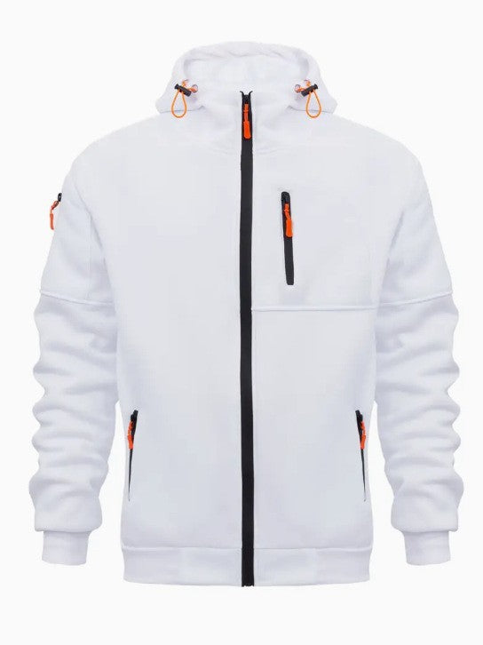 Men's Sweater Hoodie Zipper Multi-pocket Embroidery Badge