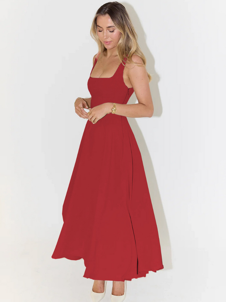 Elegant Red Ruffle Maxi Dress: Flowy, Comfortable, and Stylish for Women