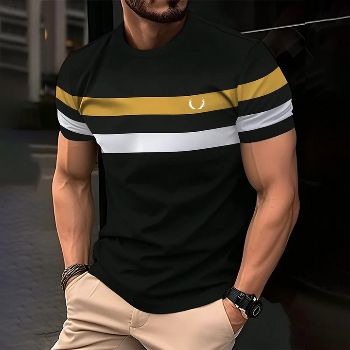 Simple Casual Striped Print T-Shirt For Men