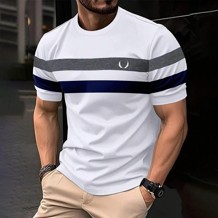 Simple Casual Striped Print T-Shirt For Men