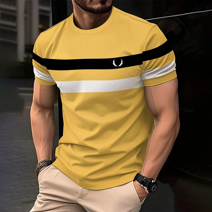 Simple Casual Striped Print T-Shirt For Men