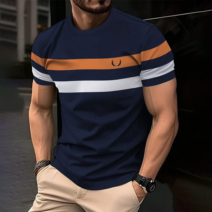 Simple Casual Striped Print T-Shirt For Men