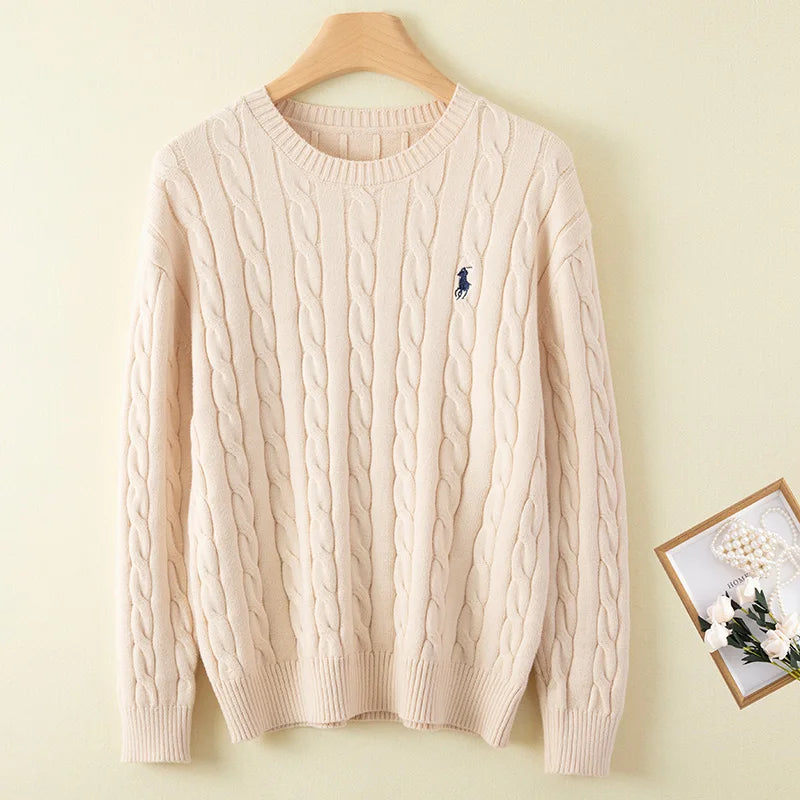 Trendy couple's O-neck sweater winter fashion