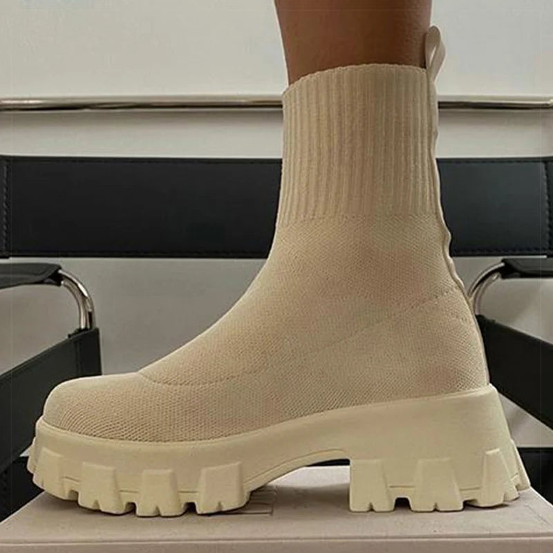 Women Casual Sneaker With Heels Sock