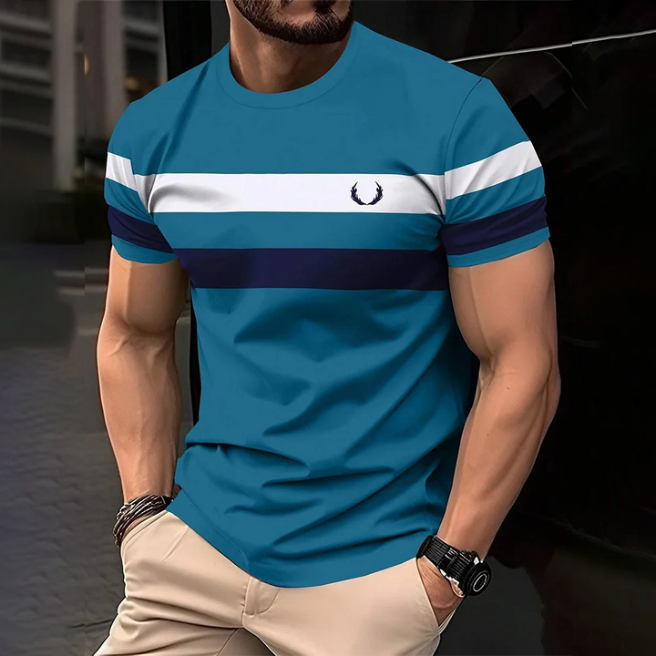 Simple Casual Striped Print T-Shirt For Men