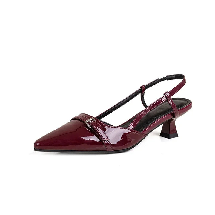 Patent Leather Mid-heel Overhead Sandals for Women