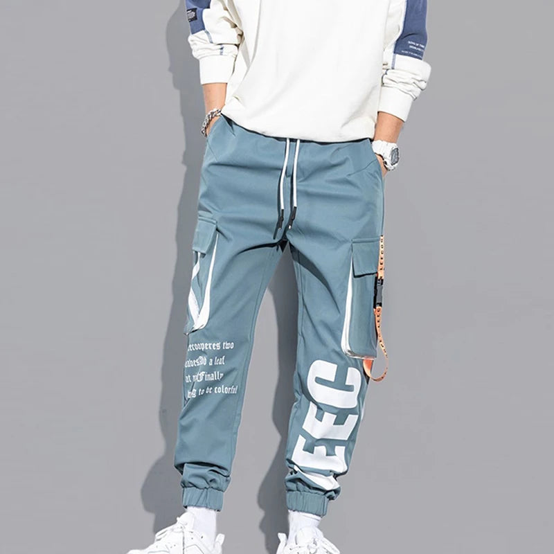 Men Drawstring Casual Pants Trousers