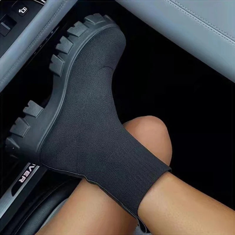 Women Casual Sneaker With Heels Sock