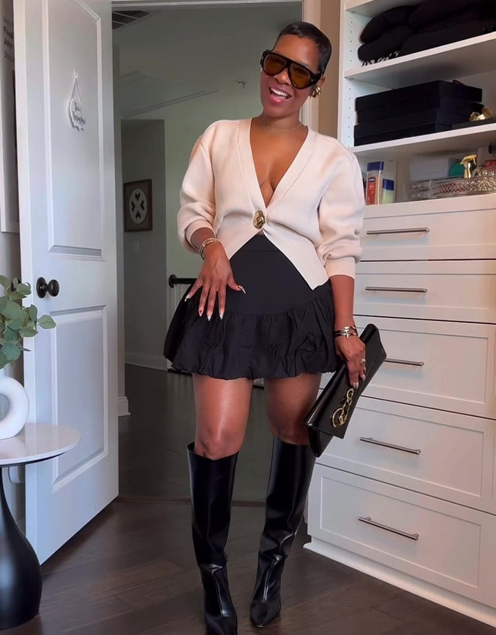 Elastic Waist Mini A-Line Skirt