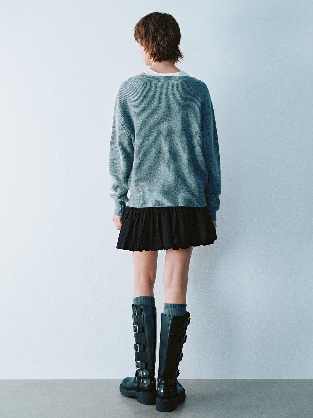 Elastic Waist Mini A-Line Skirt