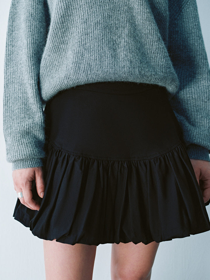 Elastic Waist Mini A-Line Skirt
