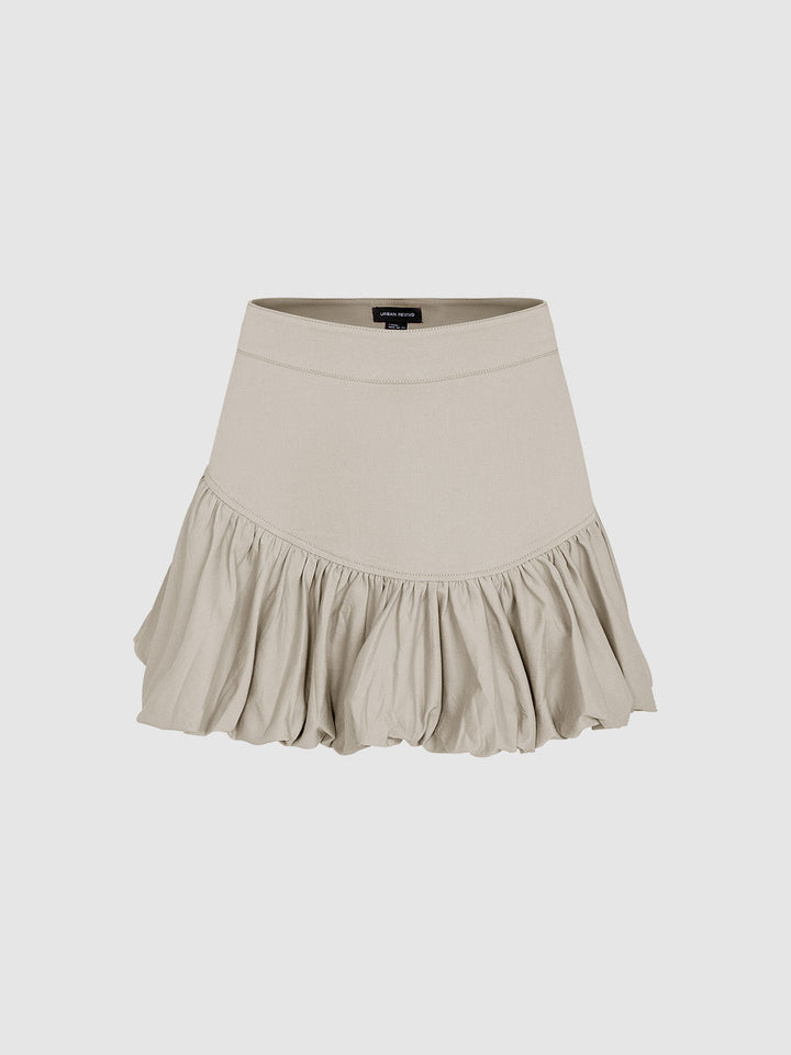 Elastic Waist Mini A-Line Skirt
