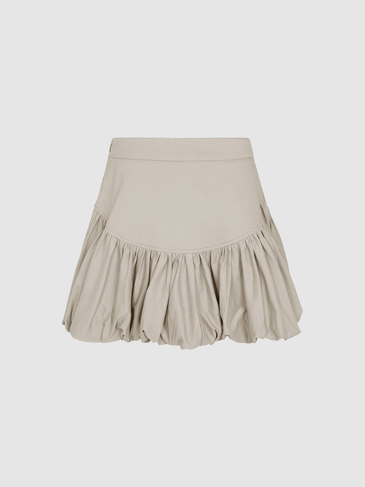 Elastic Waist Mini A-Line Skirt