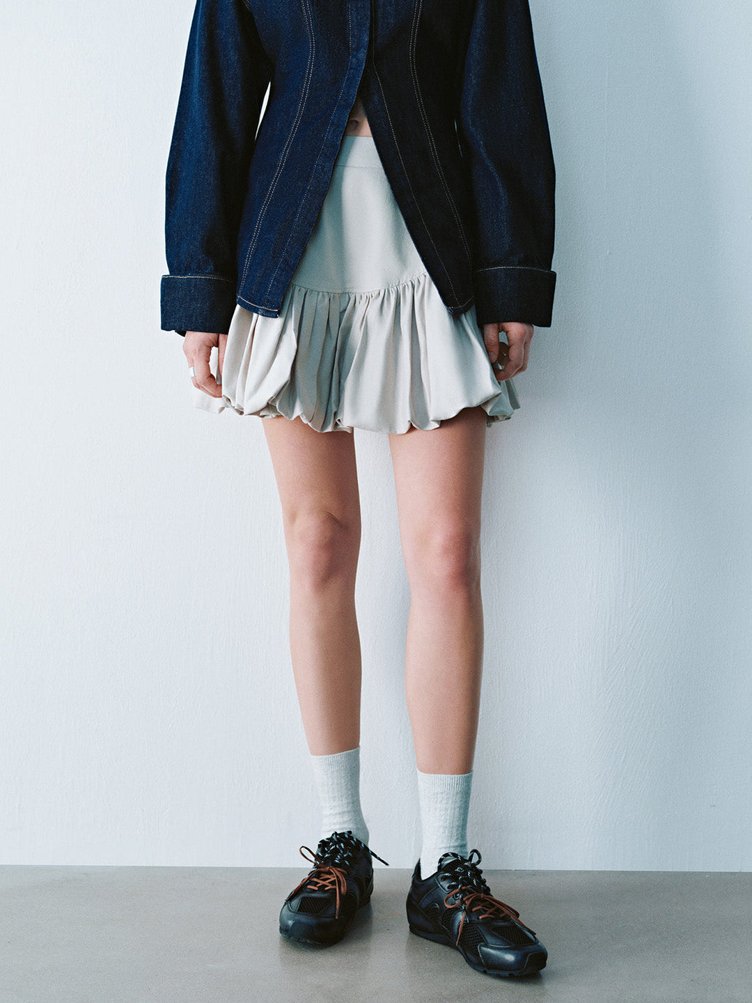 Elastic Waist Mini A-Line Skirt