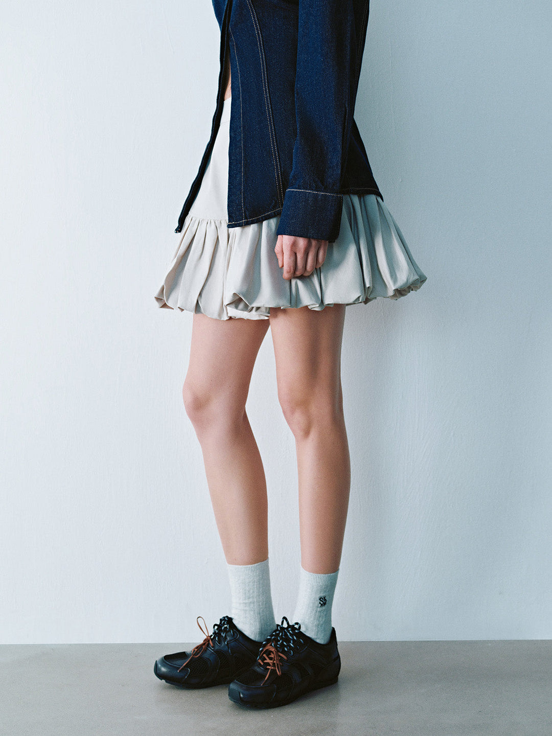 Elastic Waist Mini A-Line Skirt