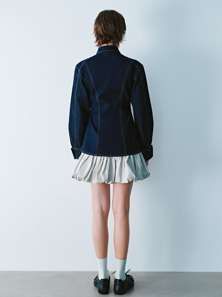 Elastic Waist Mini A-Line Skirt