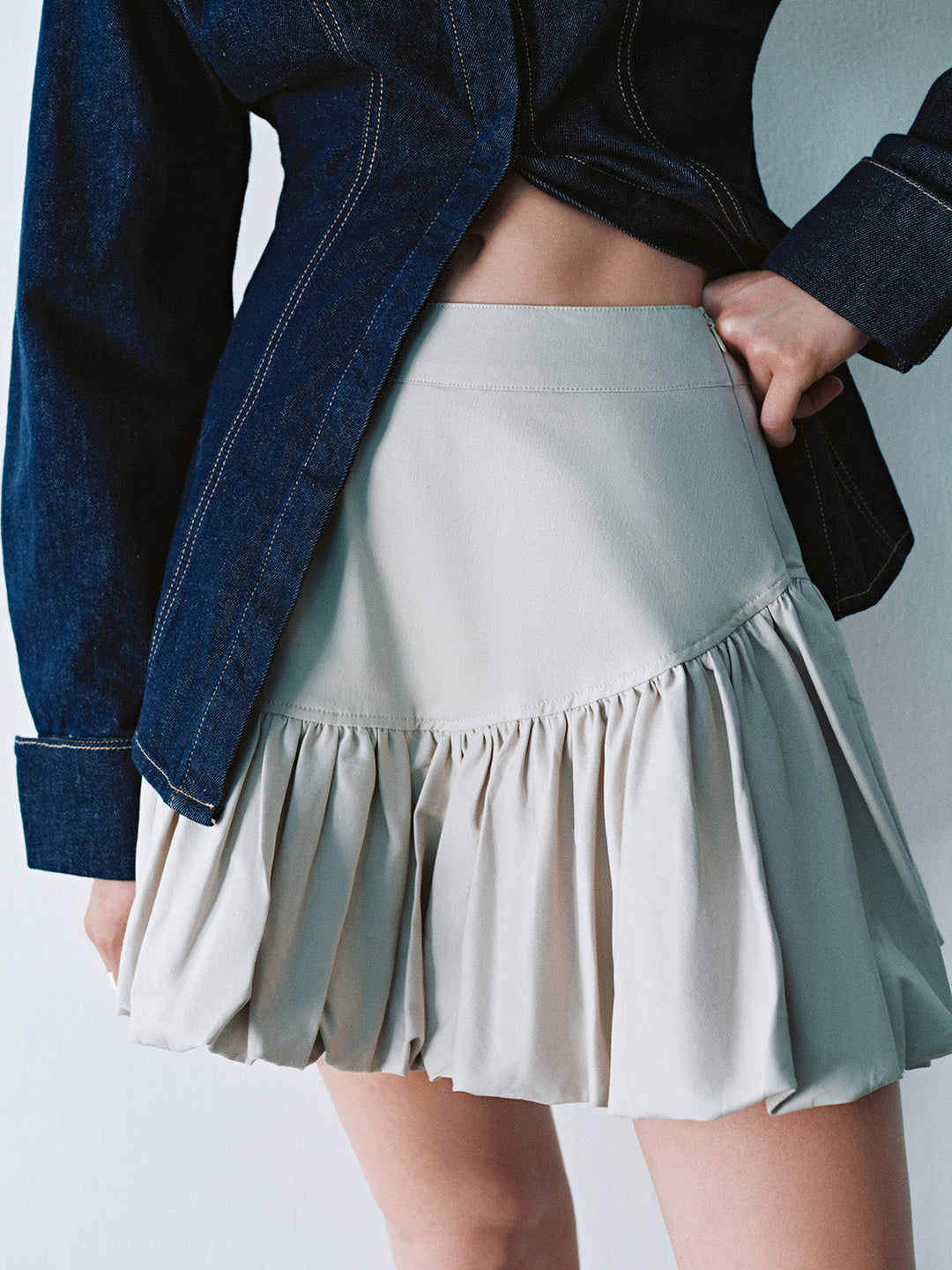 Elastic Waist Mini A-Line Skirt
