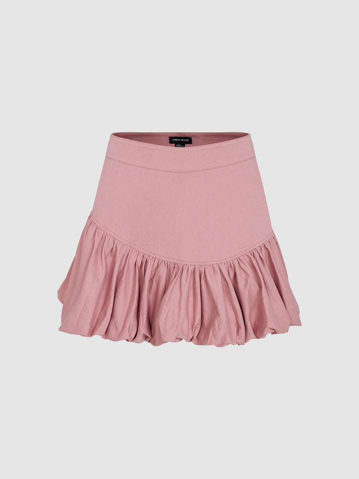 Elastic Waist Mini A-Line Skirt