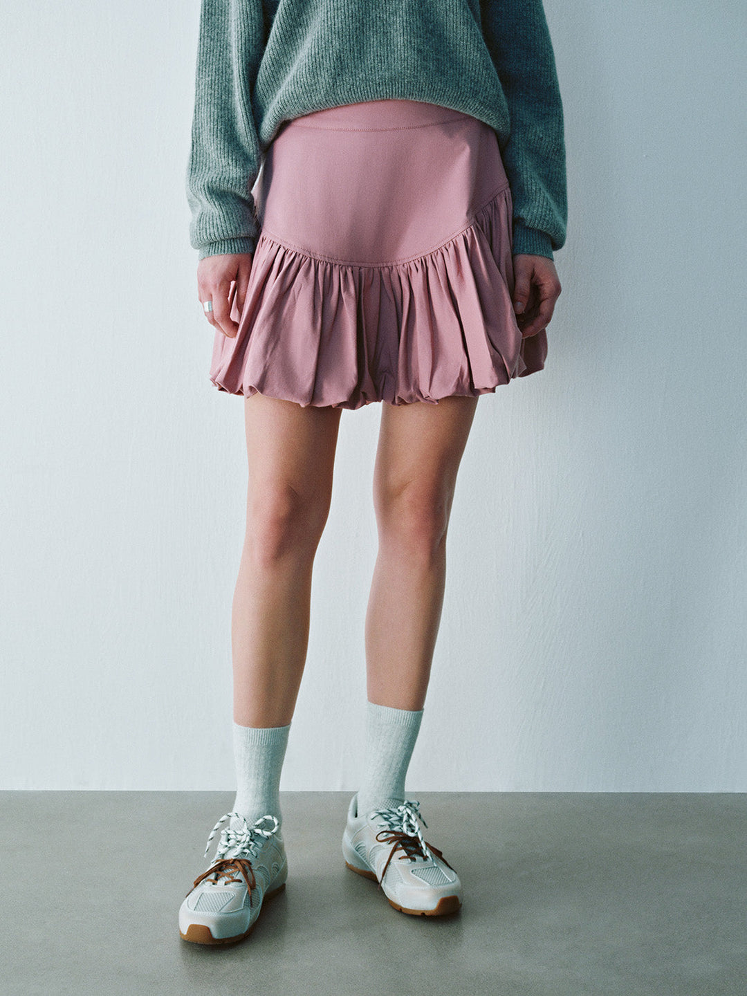 Elastic Waist Mini A-Line Skirt