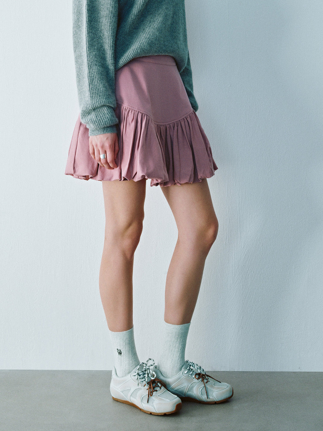 Elastic Waist Mini A-Line Skirt