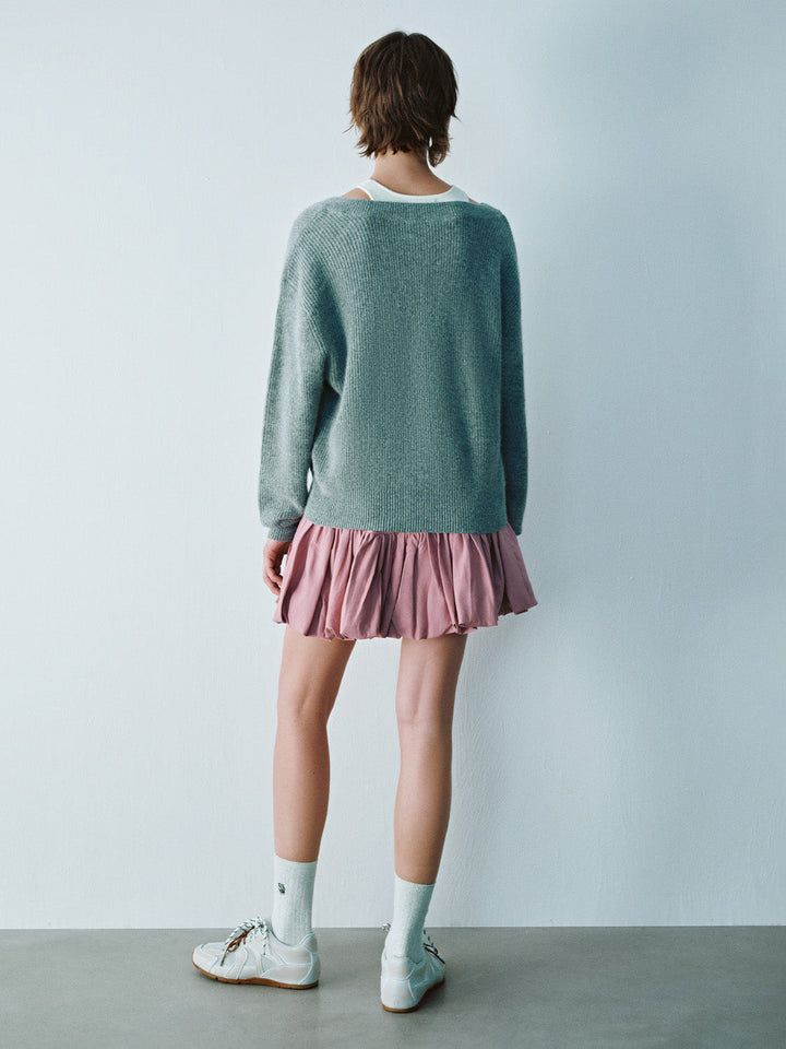 Elastic Waist Mini A-Line Skirt