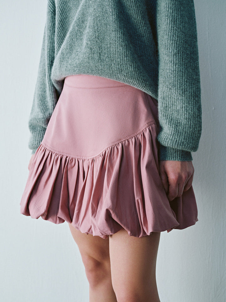 Elastic Waist Mini A-Line Skirt