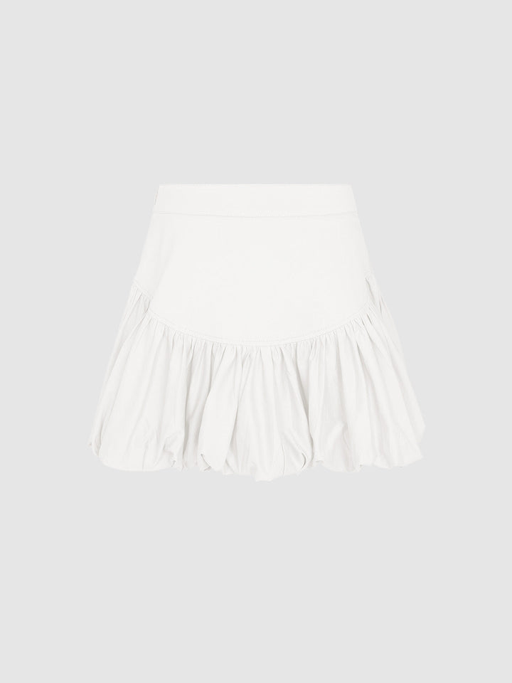 Elastic Waist Mini A-Line Skirt