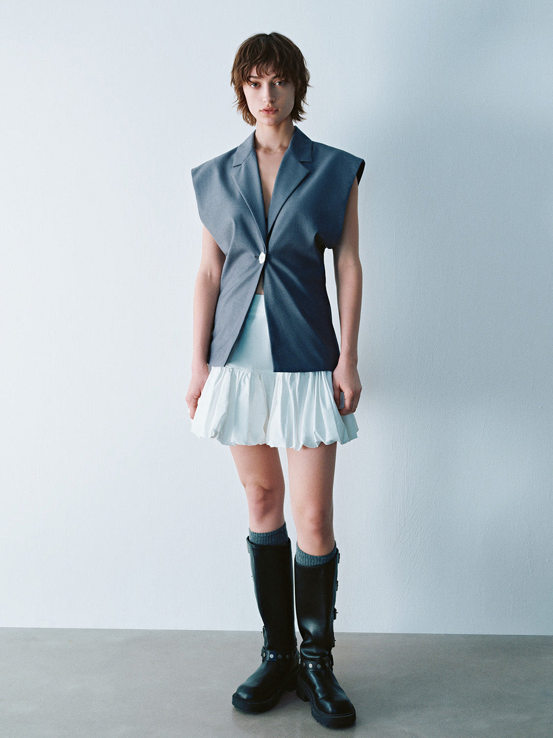 Elastic Waist Mini A-Line Skirt