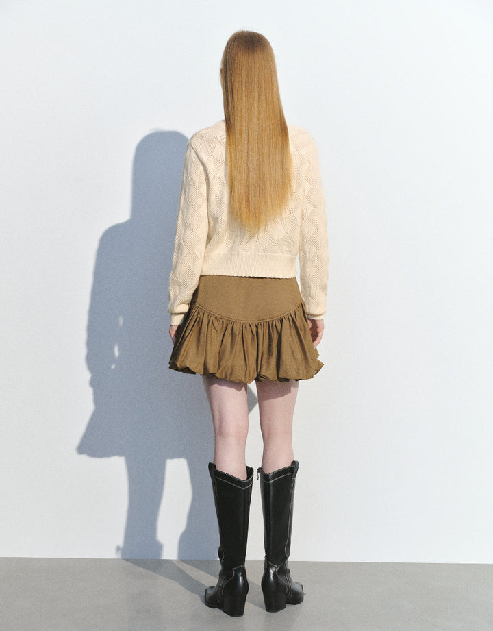 Elastic Waist Mini A-Line Skirt