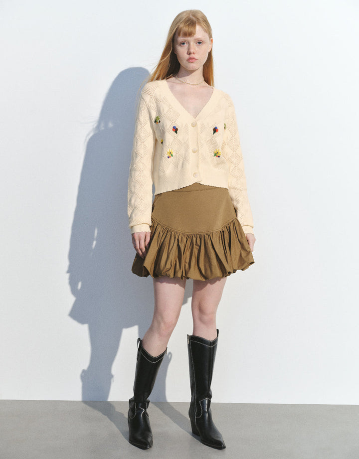 Elastic Waist Mini A-Line Skirt