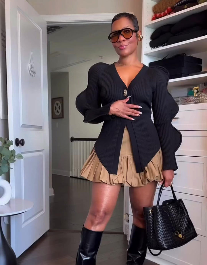 Elastic Waist Mini A-Line Skirt