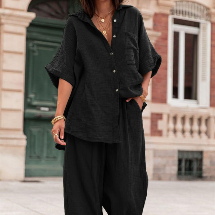 Liza Cotton And Linen Chiffon Suit Short Sleeve Women's Clothing