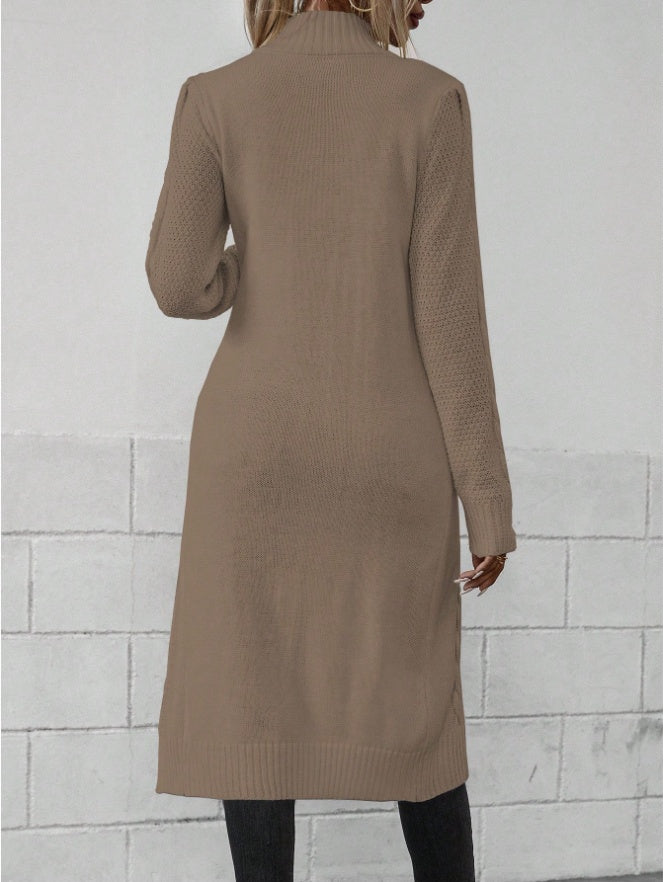 Nesia Women Crew Neck Long Sleeve Split Hem Minimalist Sweater