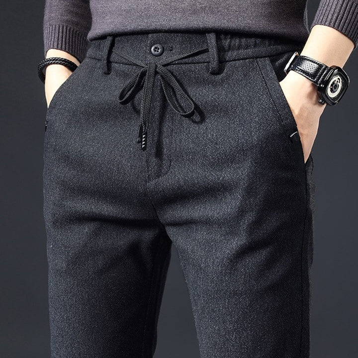 Style Autumn Brushed Casual Straight Business Middle-aged Father Men's All-matching Slim-fitting Long Pants